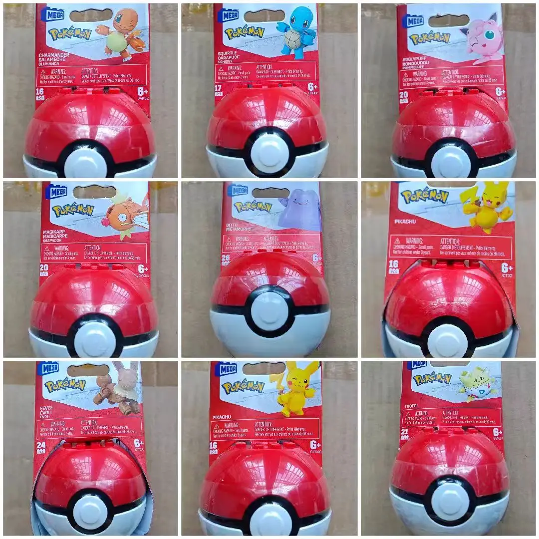 

MEGA Pokemon Ball Assembled Figure Blocks Pikachu Vulpix Toy Minun Eevee Bulbasaur Doll Pokeball Ditto Kids Children Gifts