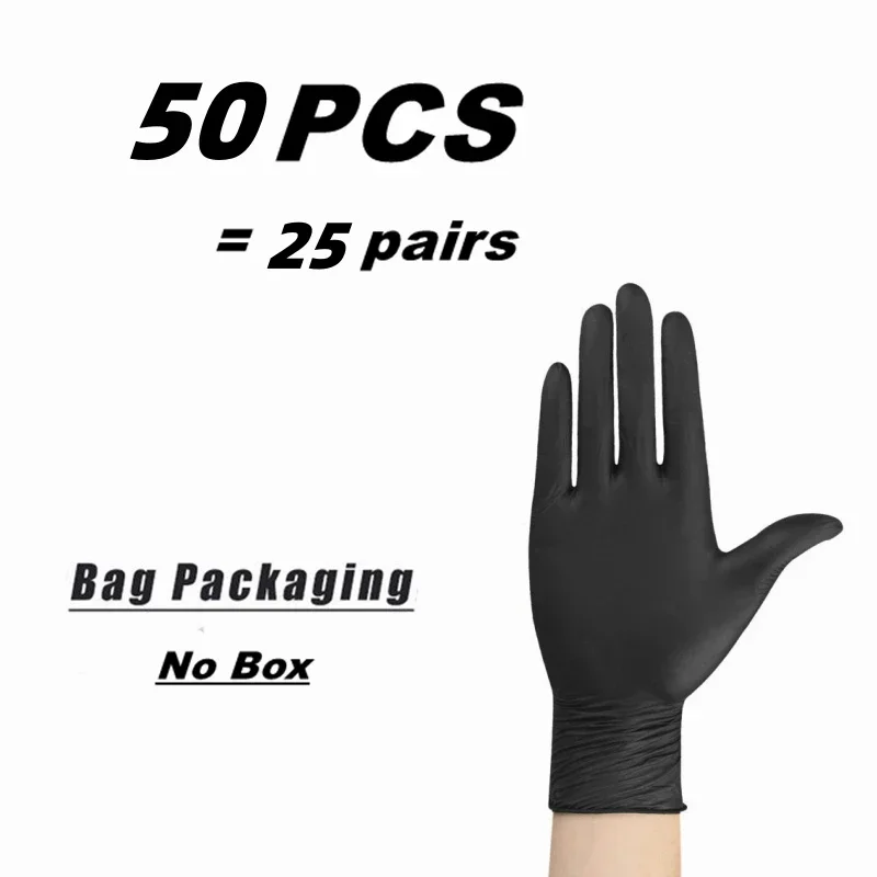10/20/50/100 stuks wegwerp PVC zwarte nitrilhandschoenen, waterdicht latexvrij, voor autoreparatie voedselveilige haarverven werkhandschoenen
