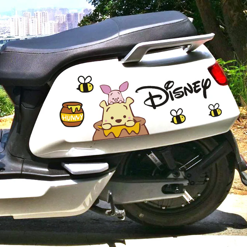 Disney Winnie The Pooh Car Sticker Kawai Pooh Auto Window Driving Mirror Decals Rear Windshield Motorcycle Helmet Stickers Decor