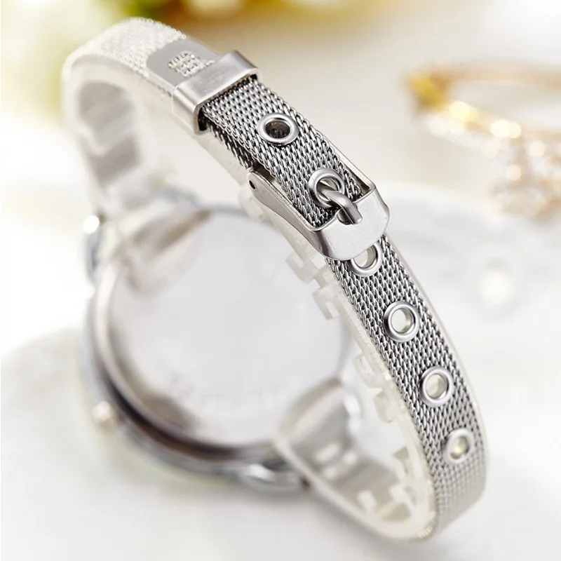 Luxury Fashion Gold Silver Watches Women Dress Quartz Wristwatches Ladies Stainless Steel Bracelet Wristwatch Female Clock