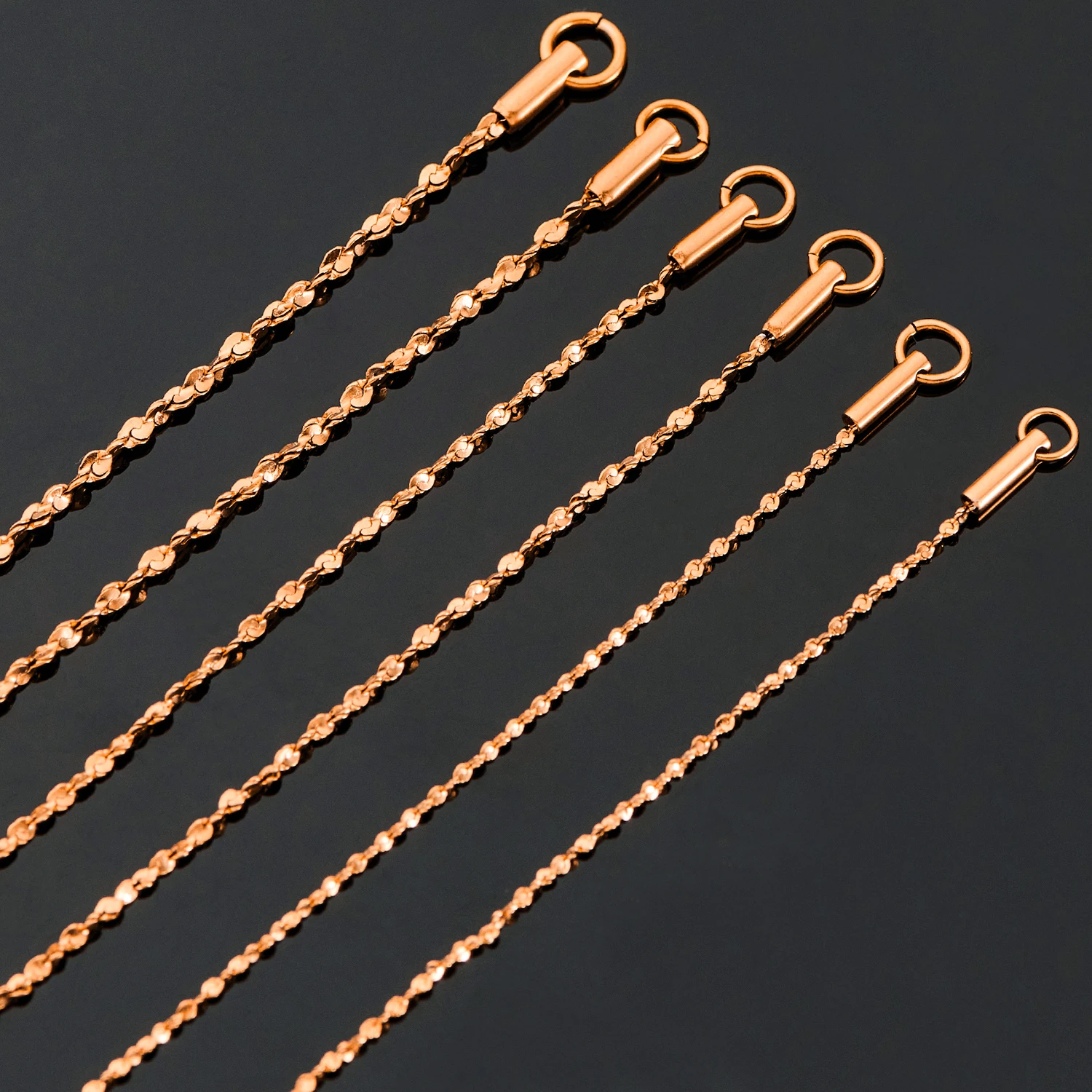 Luxuriöse Sternenkette in Roségoldfarbe, wasserdichte Edelstahlkette, Schmuck für Frauen – Detail 2