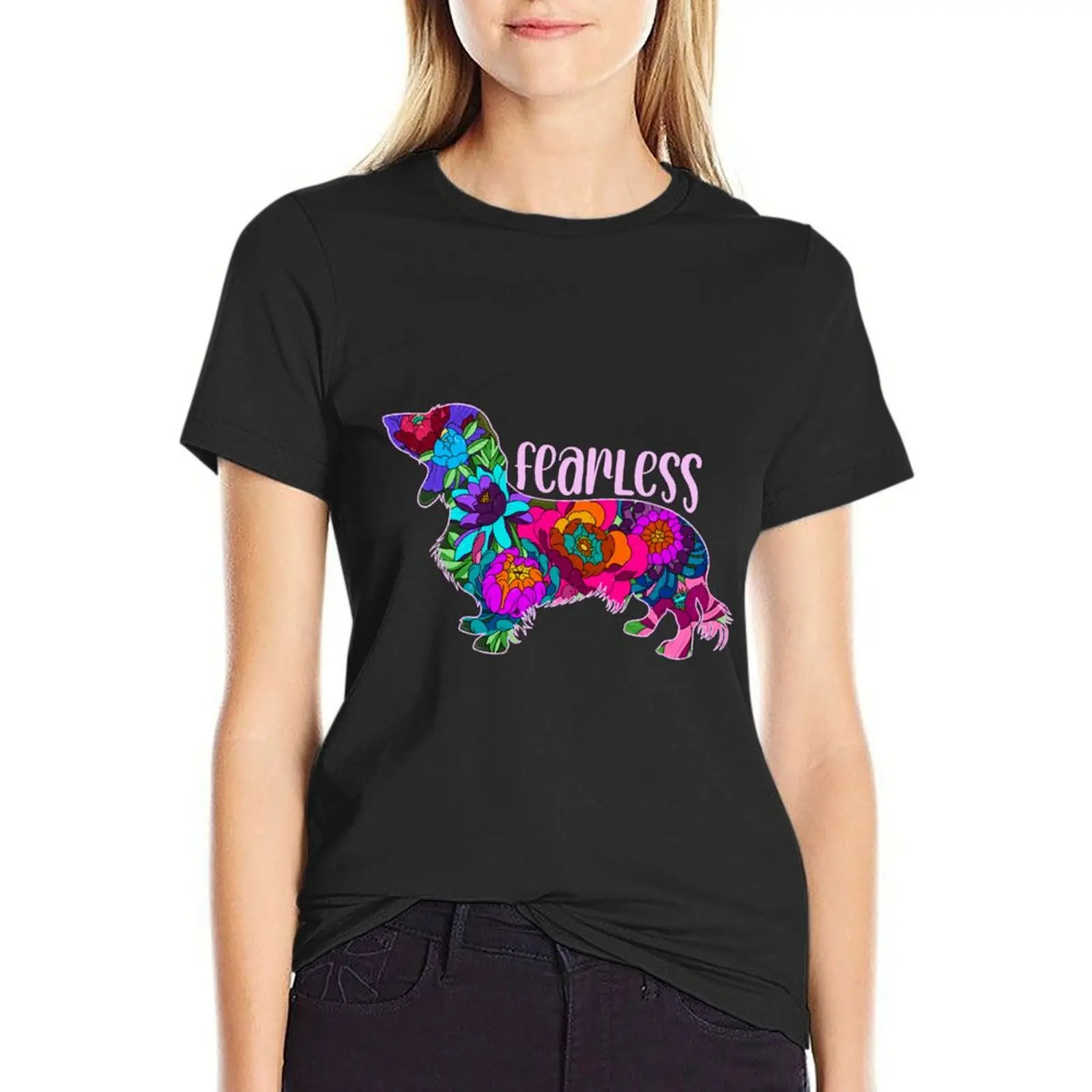 

Fearless Dachshund T-Shirt graphics summer clothes customizeds vintage clothes Women t shirt