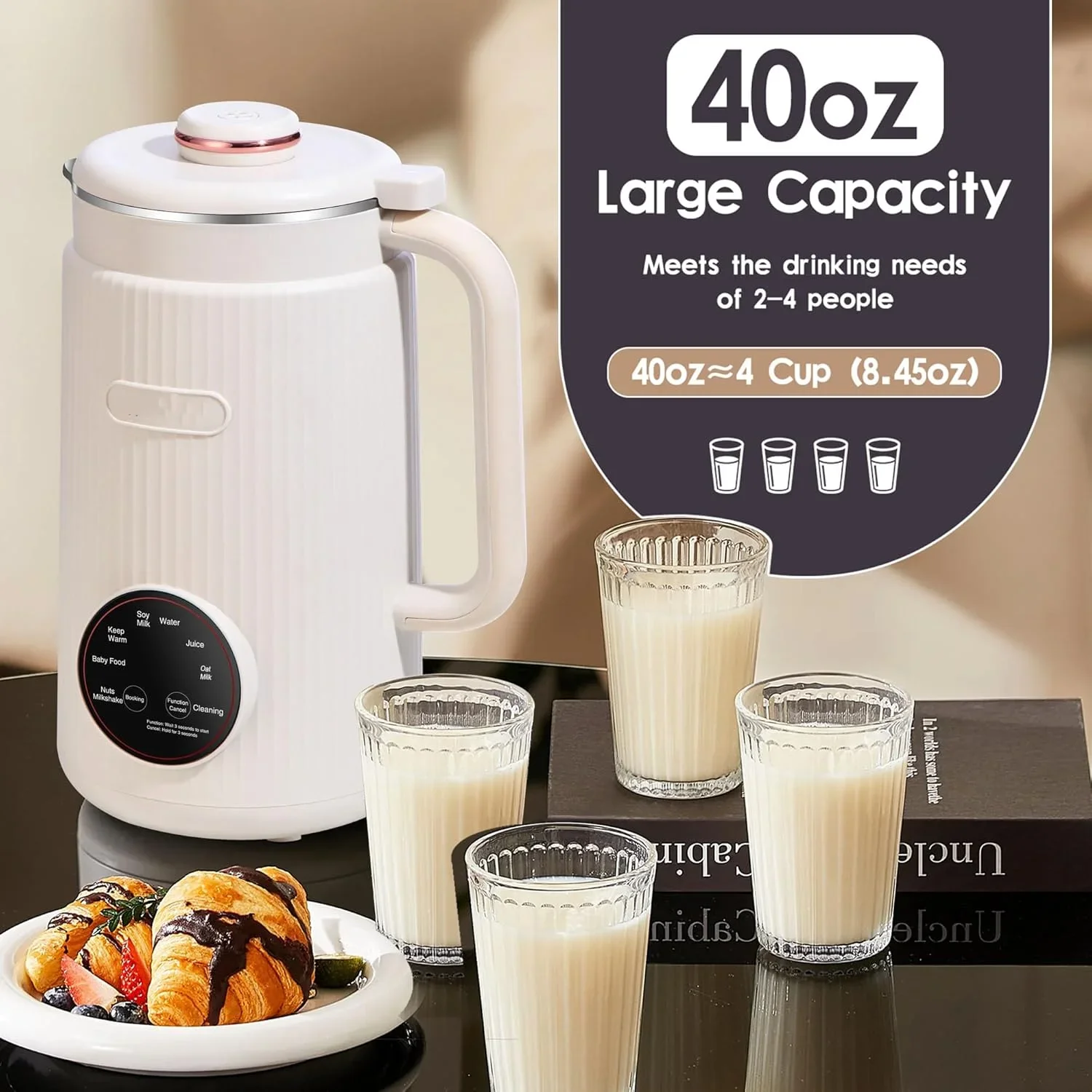 FirmHome Store8-in-1 Multifunctional Automatic Nut Milk Machine&Coffee Maker, 40oz Auto Self-Cleaning Delay Start, Keep Warm Boi