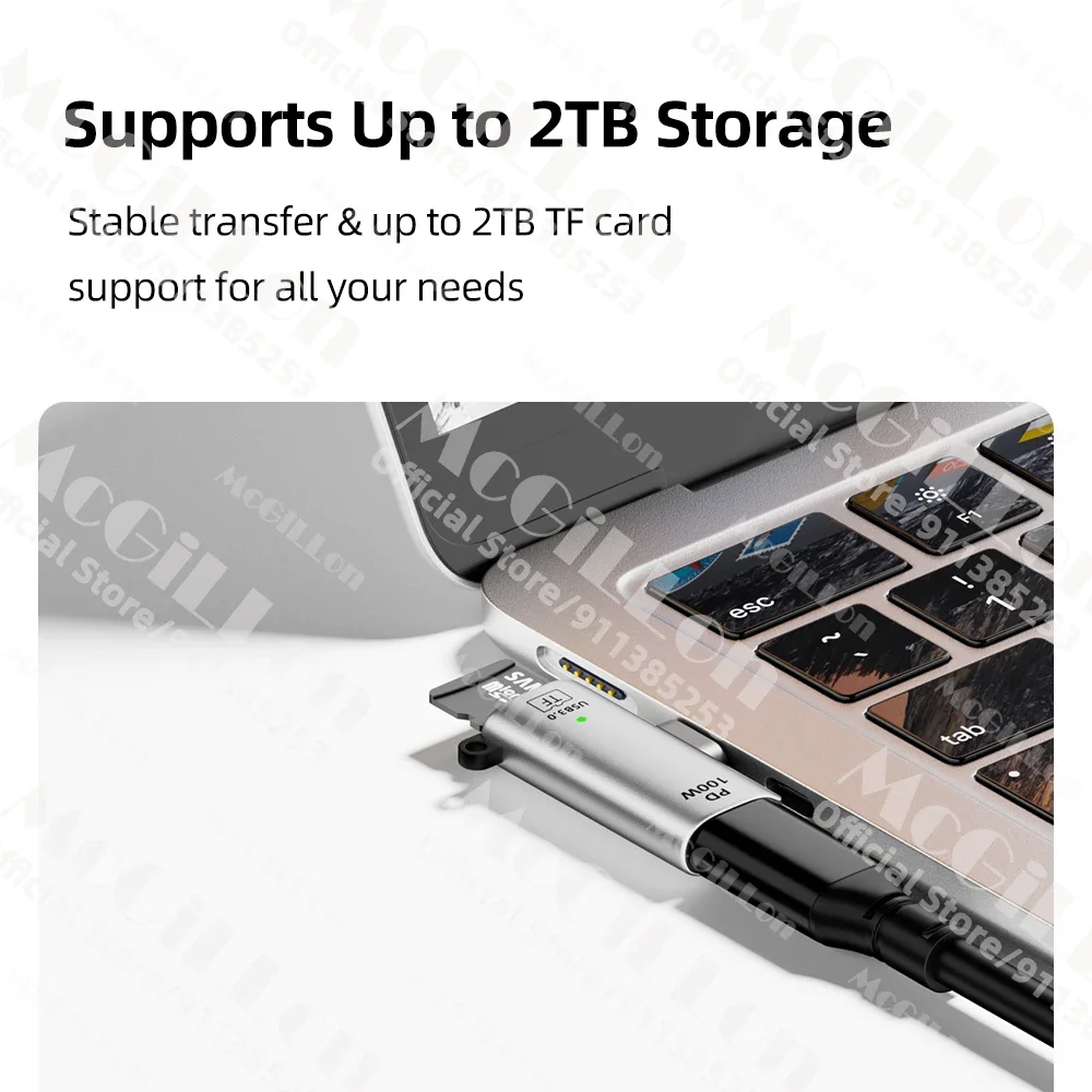 2-in-1 USB-C OTG PD100W Schnellladung Typ-C zu TF-Kartenleser Adapter Speicherkarten-OTG-Leser für iPhone Huawei PC Laptop Tablet – Detail 3