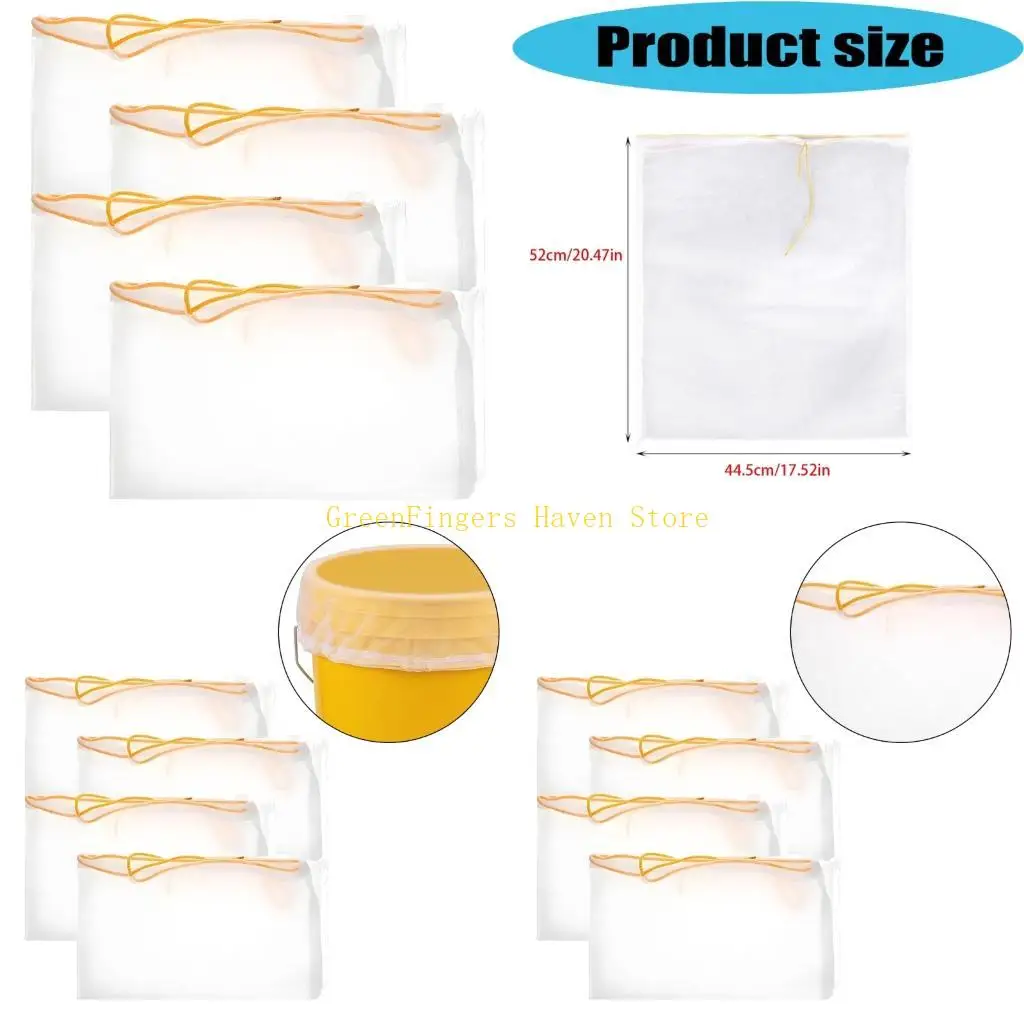 F68D 4 Pieces Large Capacity Filter Sacks Honeys Strainer With Adjustable Drawstring Extractor Equipment for 5 Gallon Bucket