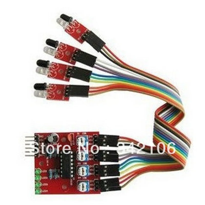 Infrared Detection Sensor, Tracing Photoelectric Module Sensors for Robot Smart Car, 4 Channel, 5Pcs