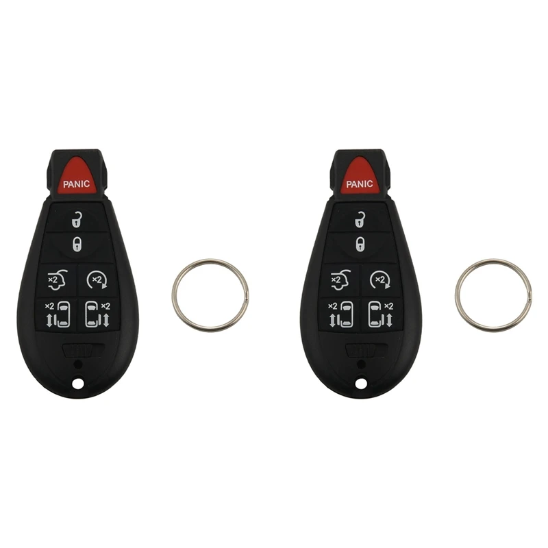 2X Car Remotes 7 Button Key Fob Compatible For Chrysler Town Country 2008-2015 Dodge Grand Caravan 2008-2014