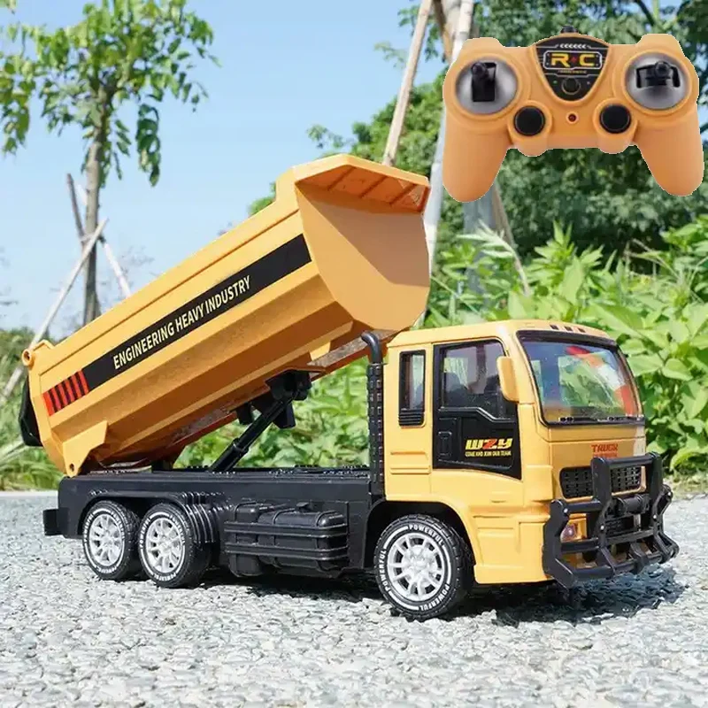 1:24 Rc Tipper Engineering Car Alloy and Plastic Tipping Bucket 2.4G 6CH Remote Control Dump Truck Toys for Boys Children's Gift