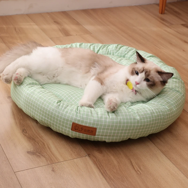 

Round Checkered Pattern Pet Kennels All-season Universal Dog Bed Kitten Special Non-stick Hair Sleeping Mat Pet Sleep Supplies