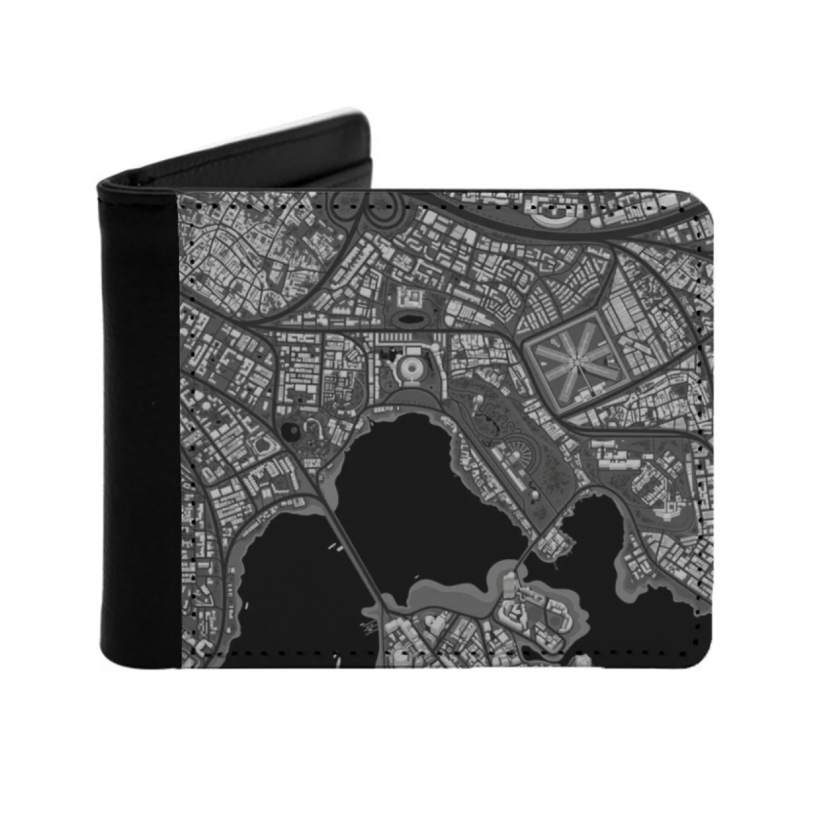 Torn City Map Personalized Men's Leather Wallet Credit Card Pouch Purse Torn Map Torn City Phone Cover Personalized Print