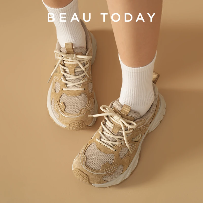 BEAUTODAY Fashion Sneakers Women Mesh Patchwork Lace-Up Round Toe Casual Trainers Mixed Color Ladies Sports Shoes Handmade 29A55