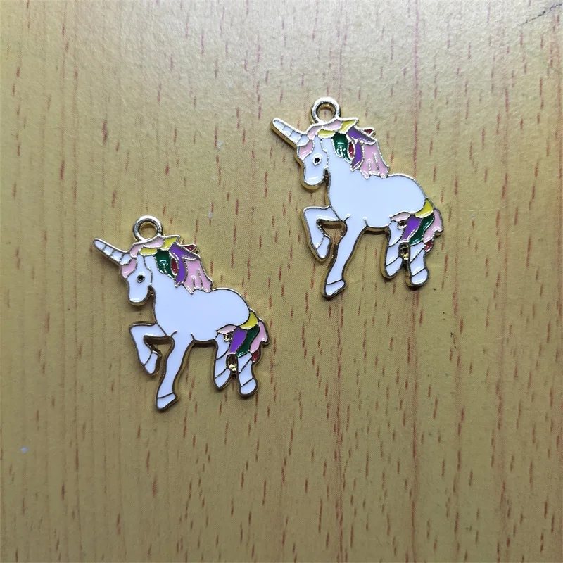 10pcs Cartoon Horse Enamel Charm Rainbow Animal Pendants for Necklaces Earrings Bracelet Keychain Charm DIY Jewelry Accessories