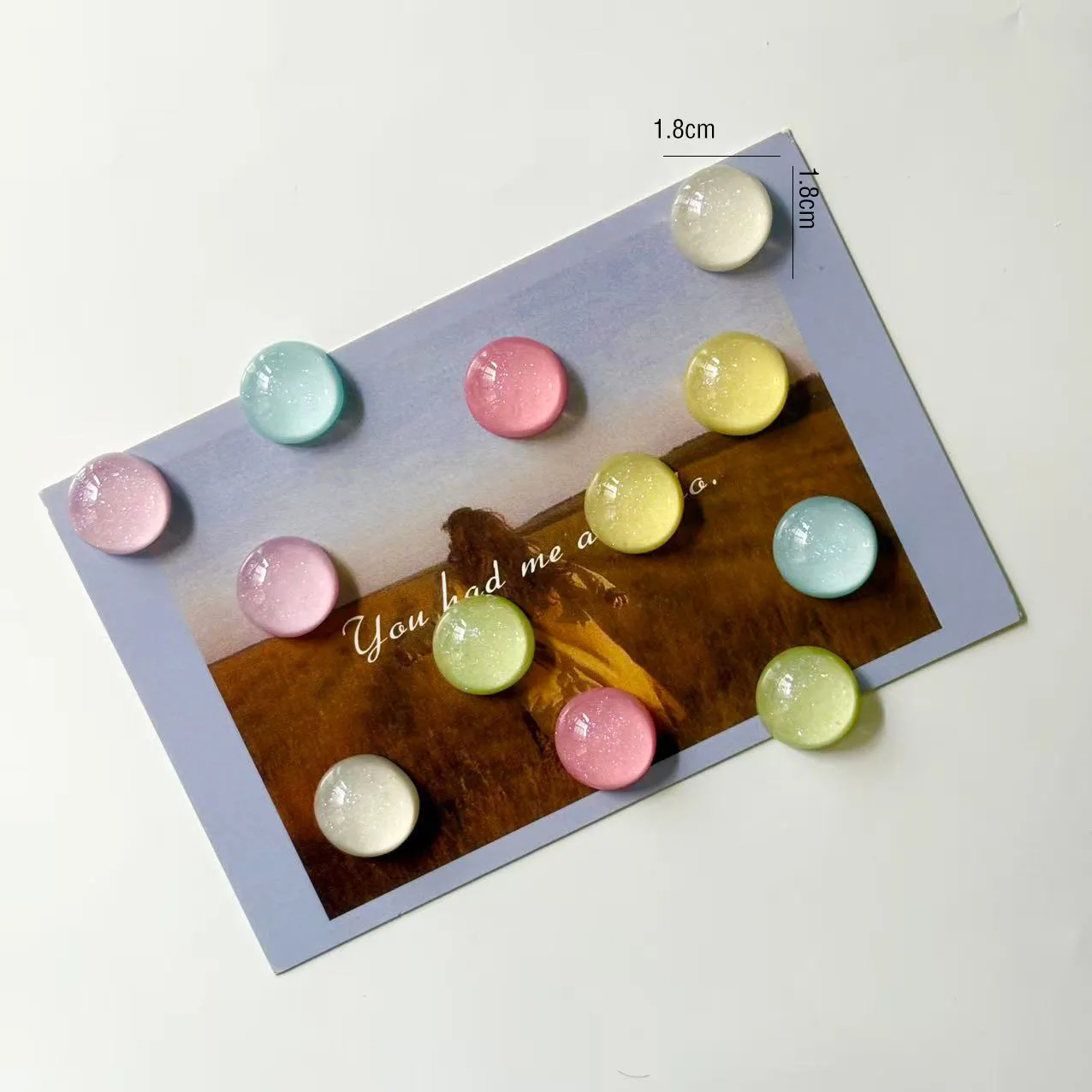 12Pcs colorful circular resin fridge magnets with transparent glitter magnets for photo fixation as gifts and presents