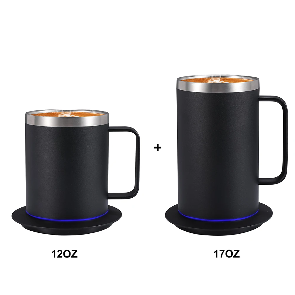 

Self-Heating Coffee Mug Set 12oz 17oz USB Heated Mug Heat 131-149℉ Smart Warming Travel Mug Double Layer Food Grade Cup Warmer