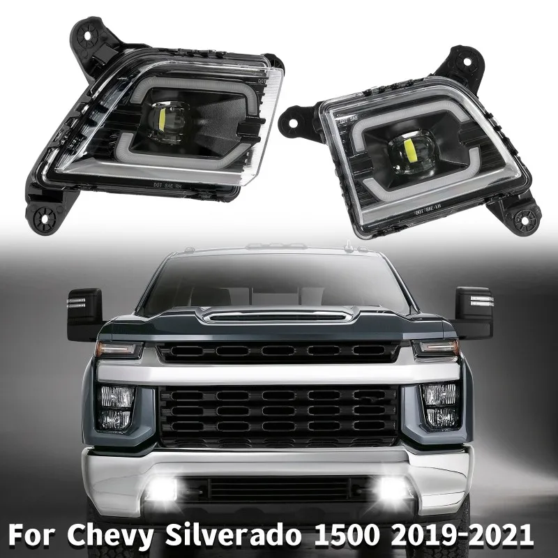 

2 Pcs/set Daytime Lamp LED Fog Lights Car Headlight Fog Driving Light For Chevy Silverado 1500 2019-2021