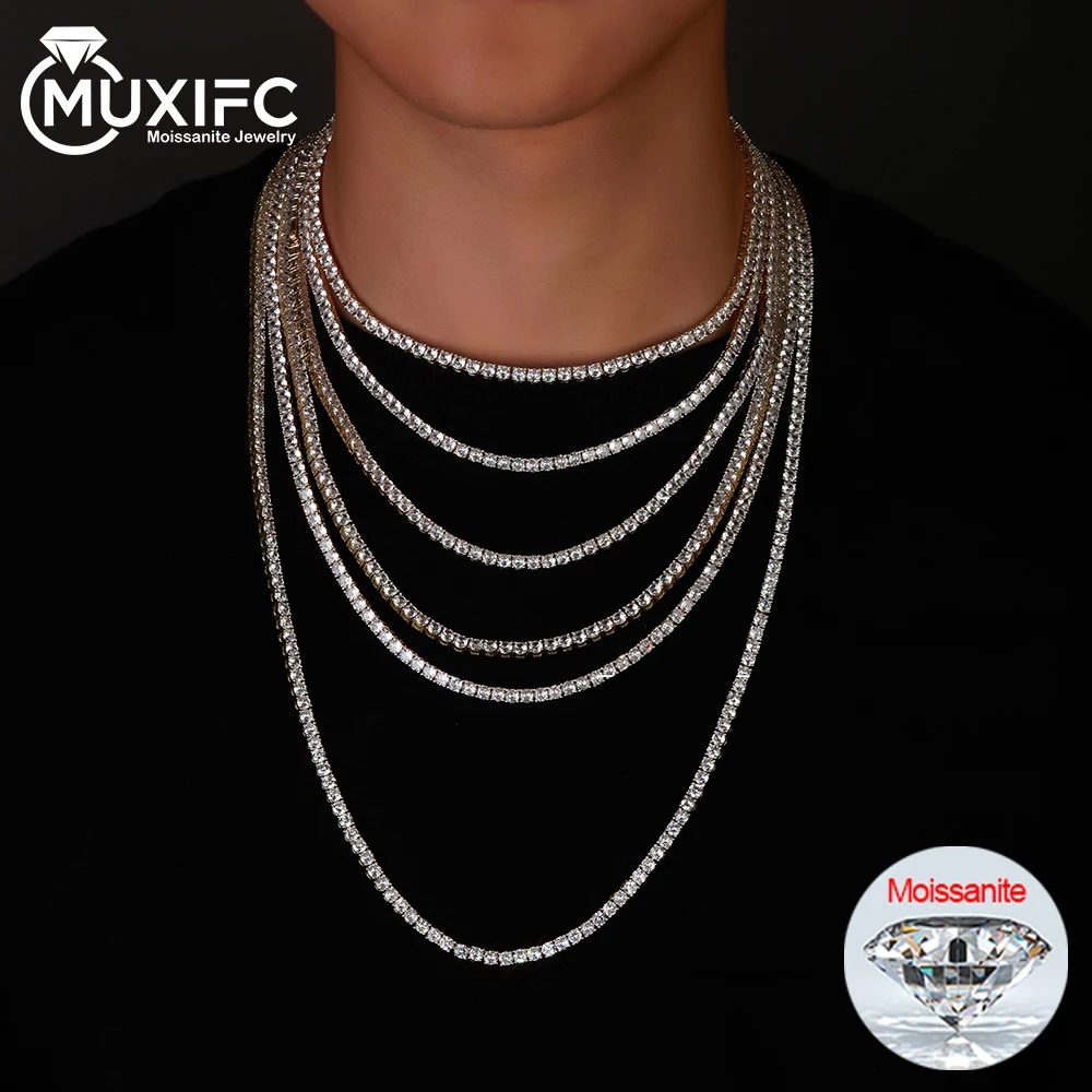 

MUXIFC Sparkling Hip Hop Moissanite Tennis Bracelets Women Men Neck Chain D Color S925 Silver Link Necklaces Gra Fine Jewelry