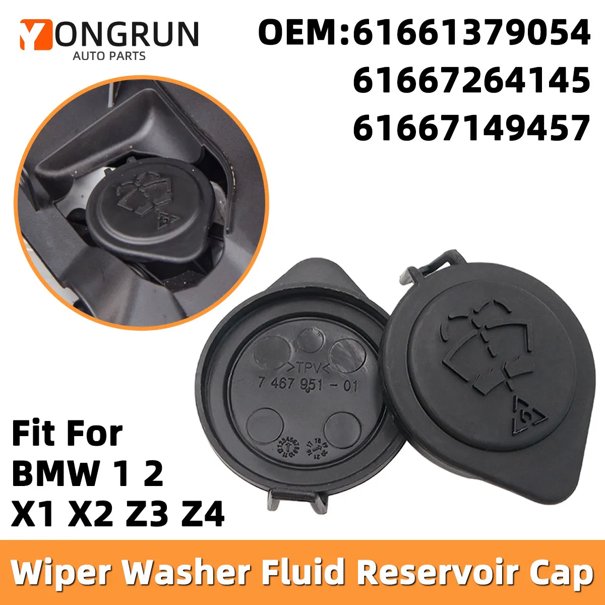 Wischerflüssigkeitsbehälterdeckel passend für BMW 1er E81, 2er F45, 3er E46, neue X1-Klasse E84, 61661379054, 61667264145 – Detail 1
