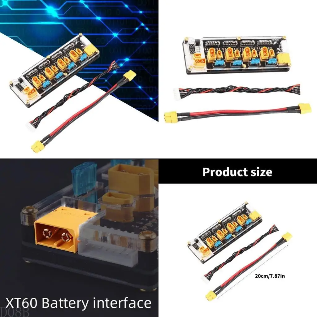 

D08B 4 Way 40A High Capacity Battery Board XT60 XT30 Plugs Supports 2-6S Cells For Safe And Efficient Charging