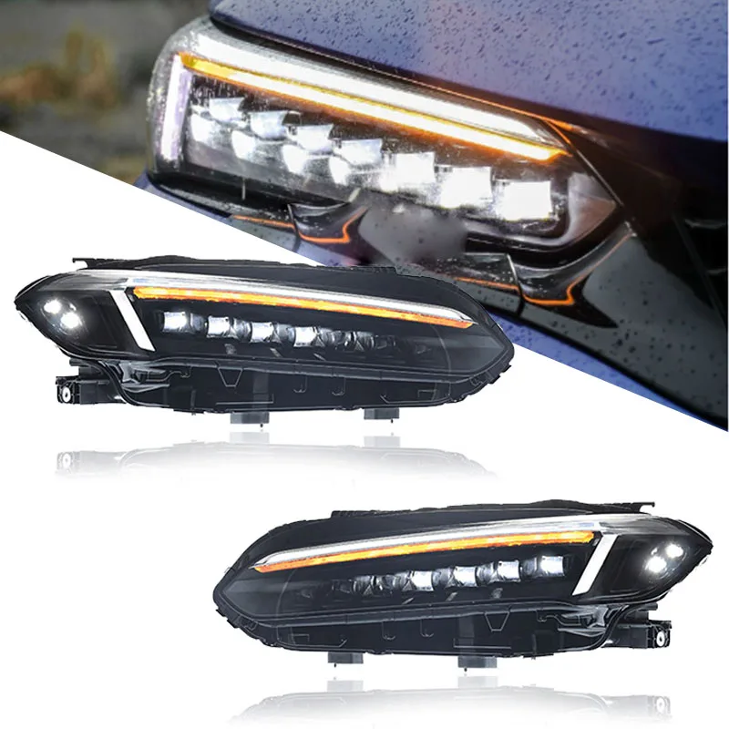 

Фара для Honda Civic 11th фары 2022 2023 Civic светодиодная фара 7 линз проектора сигнальная лампа аксессуары для инструментов