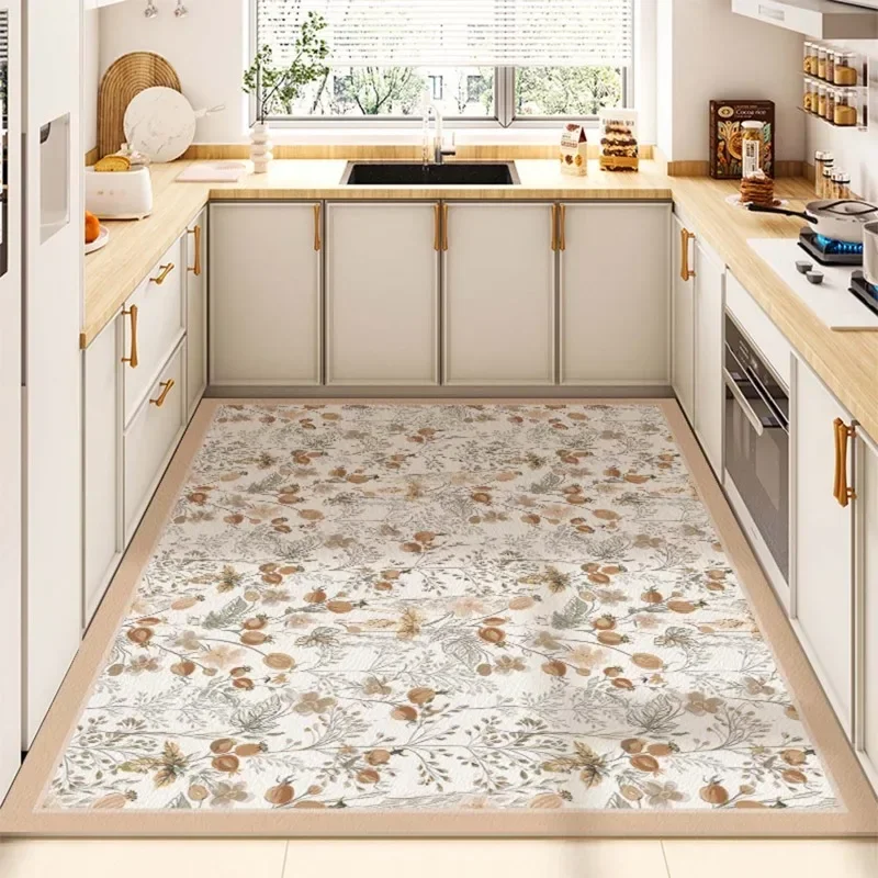 Large Kitchen Mat PVC Waterproof Rug Anti-slip Oil-proof Home Decoration Carpet with Flower Pvc주방매트 대형주방매트 Alfombra Cocina