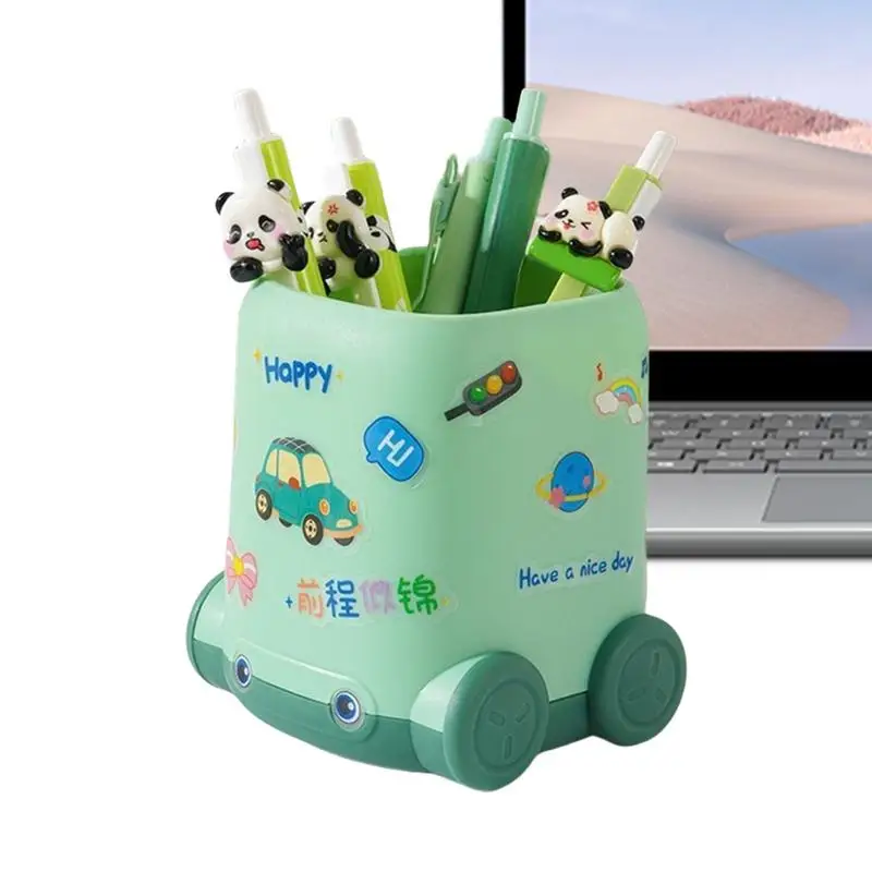

Pencil Holder Pen Organizer With Sticker Storage Stand Container Car-shaped For Work School Classroom Home Table