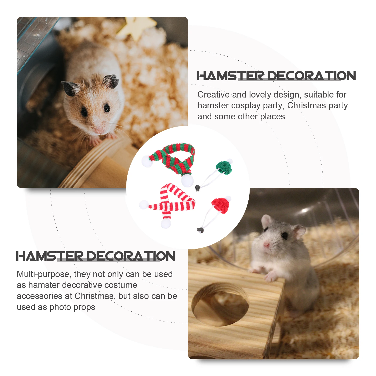 

Pet Christmas Hat Scarf Reusable Rat Scarves Hamster Hats Lovely Delicate Adorable Accessories Wear-resistant Supplies Has