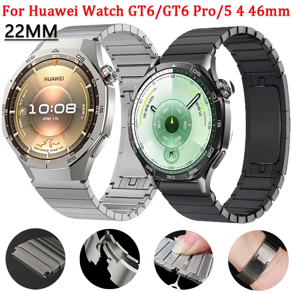 

Ремешок из нержавеющей стали 22 мм для Huawei Watch GT6 Pro/GT6/GT5 4 3 46 мм, металлический деловой браслет для Huawei Watch 5/4 Pro/GT3