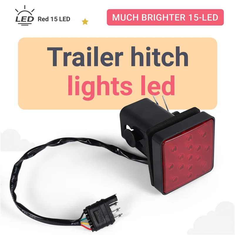 

Красный 15 светодиодный 2-дюймовый прицеп для грузовика, фаркоп, крышка приемника, стоп-сигнал со штифтом 12V-AB36