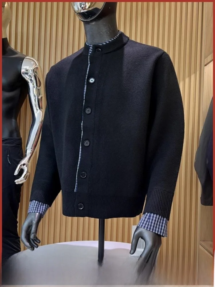 

Премиум-чувствуйте! Пара Слэ! Осенний новый свободный вязаный кардиган, свитер, верхняя одежда для мужчин, универсальный искусственный дизайн из двух предметов