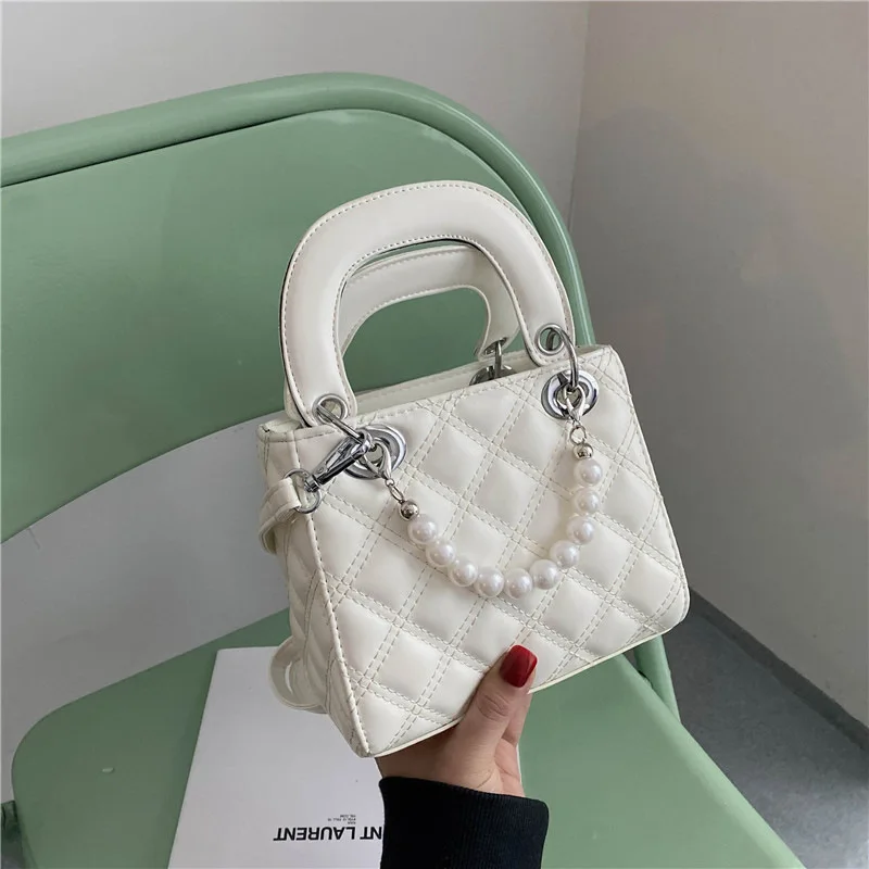 Fashion Woman\'s Serpentine Handbag Simple Diamond Check Ladies Single Shoulder Popular Female Portable Storage Crossbody Bag