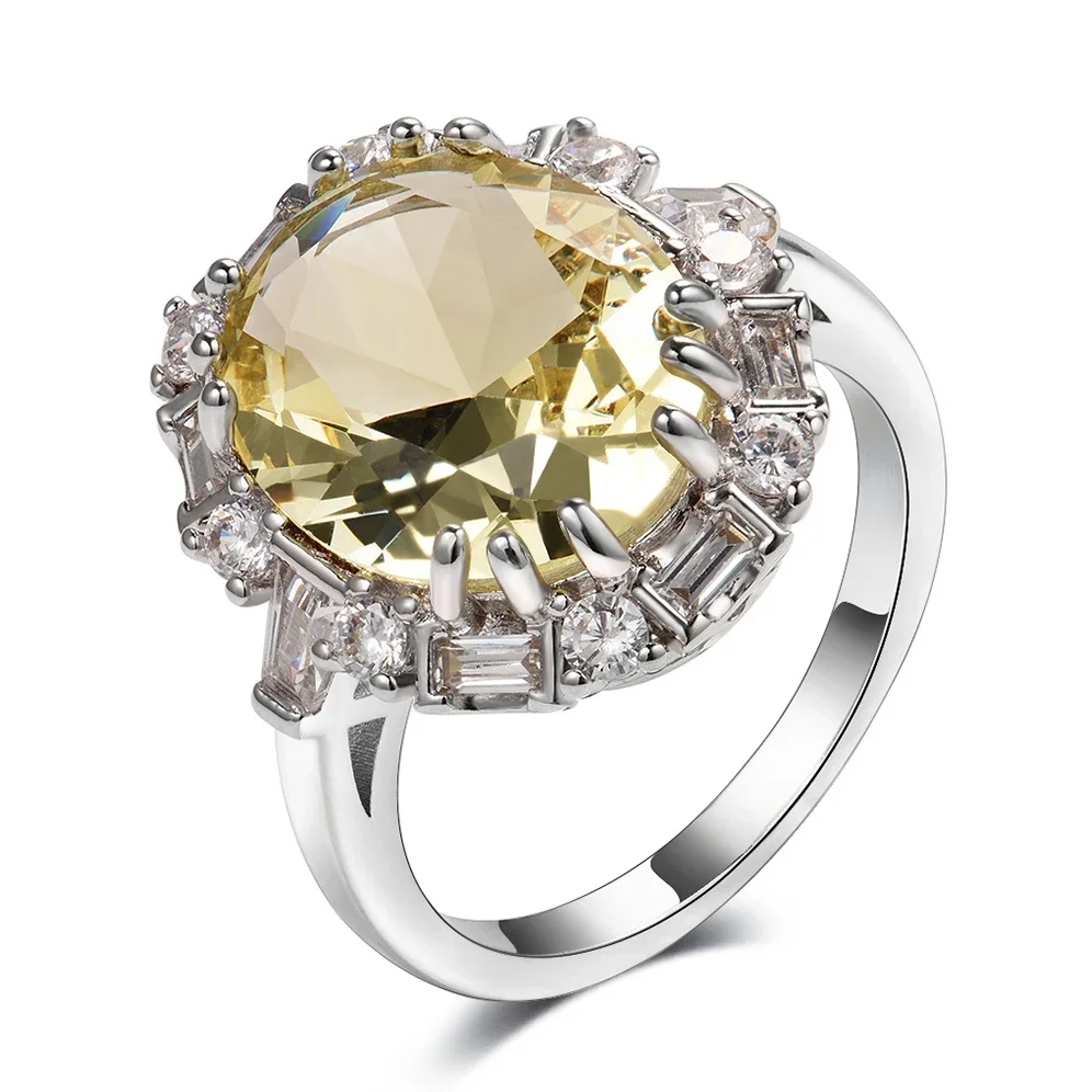 Nasiya Citrine Gemstone Rings For Women Jewelry Ring Wedding Anniversary Paty Gift Wholesale