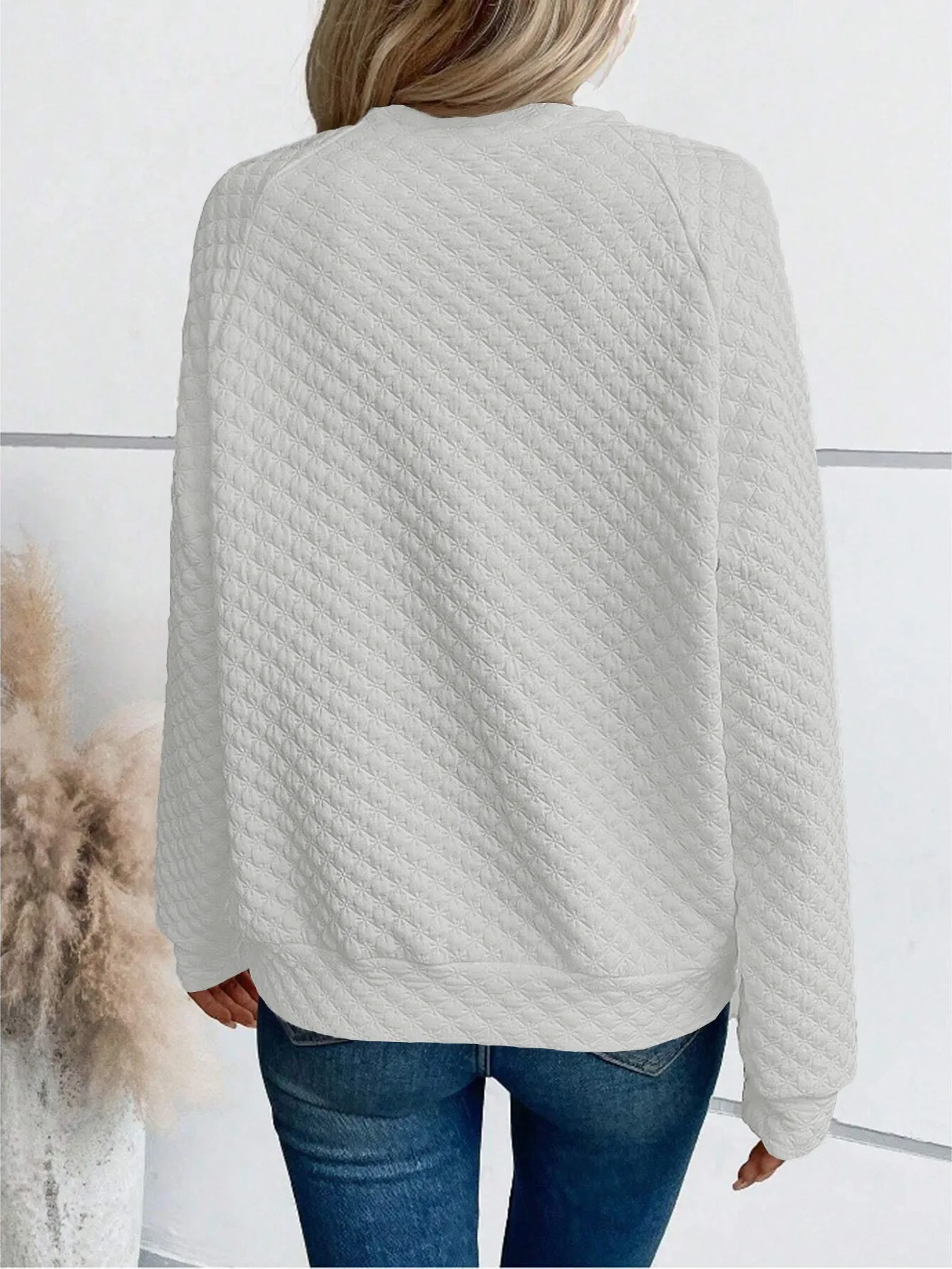 Casual Patchwork Slim Fit Commuter Hoodie with V Neck Regular Sleeve Long Sleeve Women Sweatshirt Autumn Mid Length No Hood
