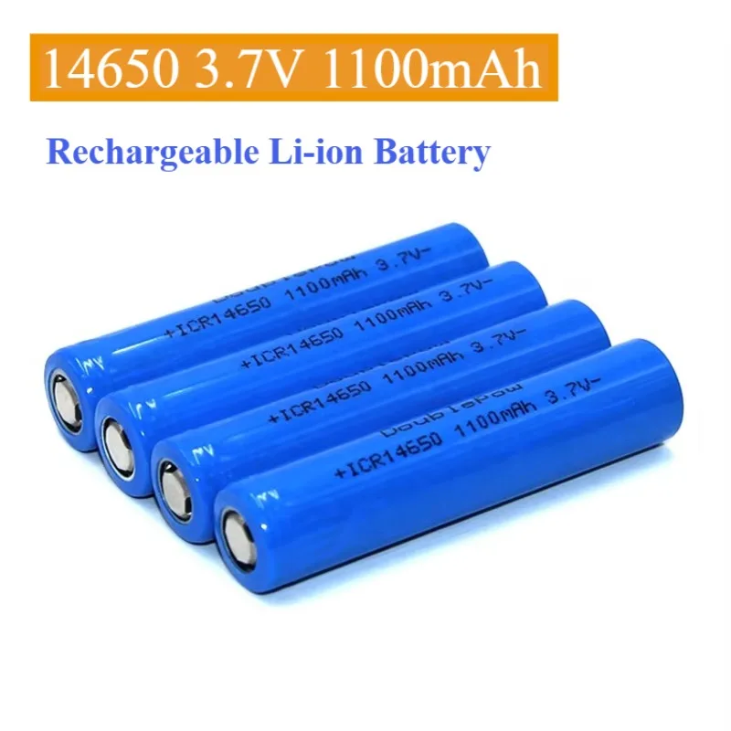 3,7 V 14650 1100 mAh blauer wiederaufladbarer Li-Ionen-Akku mit flacher Oberseite für LED-Taschenlampen, Spielzeug, kabellose Maus, intelligentes Türschloss