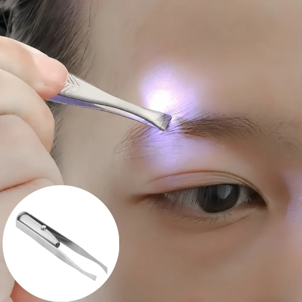 LED Eyebrow Clip with Light Stainless Steel Female Arrow Pattern Intelligent Design for Beautyeyebrow Trimming Hair Clippers