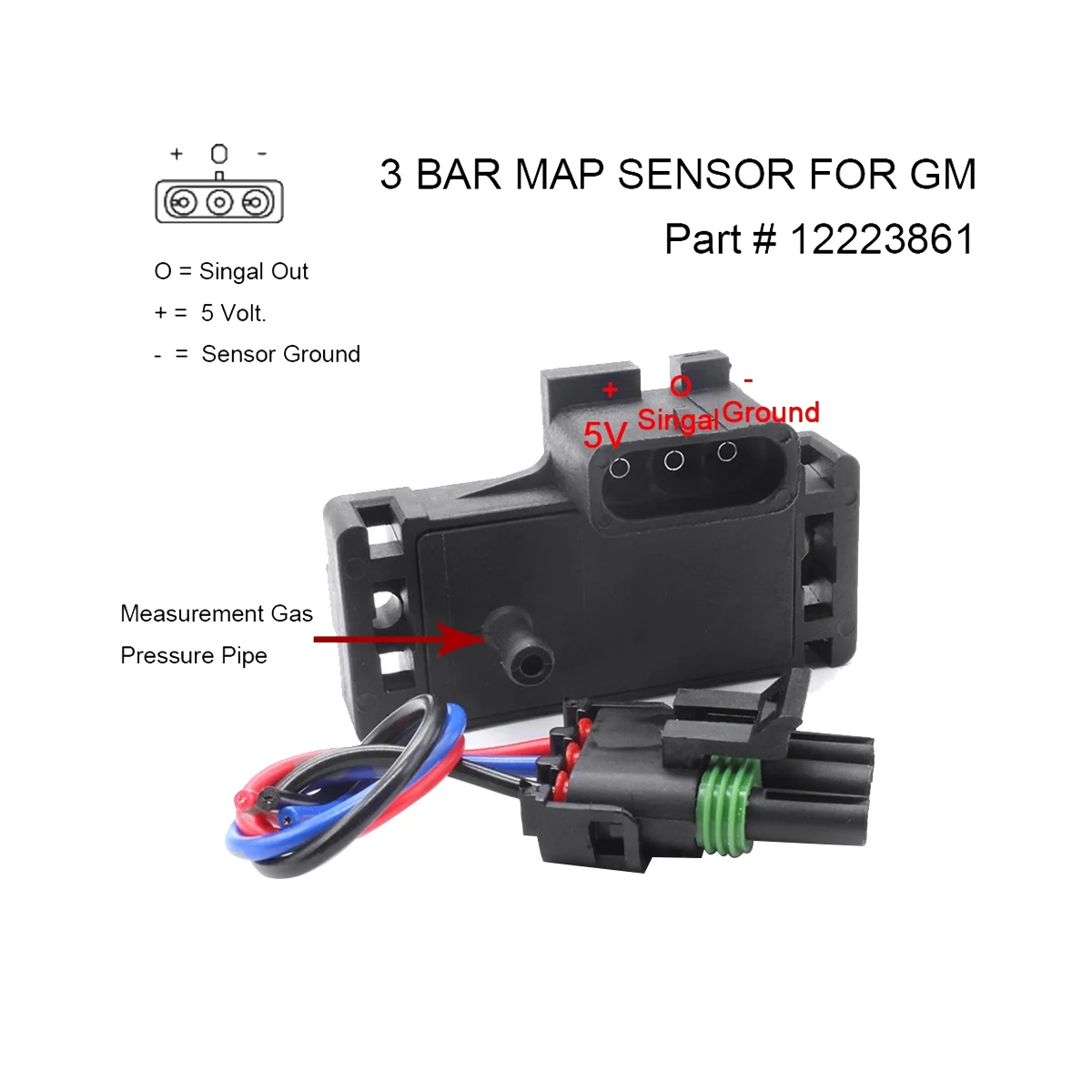 3 Bar New MAP Manifold Absolute Pressure Sensor for GM Delphi Cadillac Chevrolet Pontiac Buick 12223861 16040749