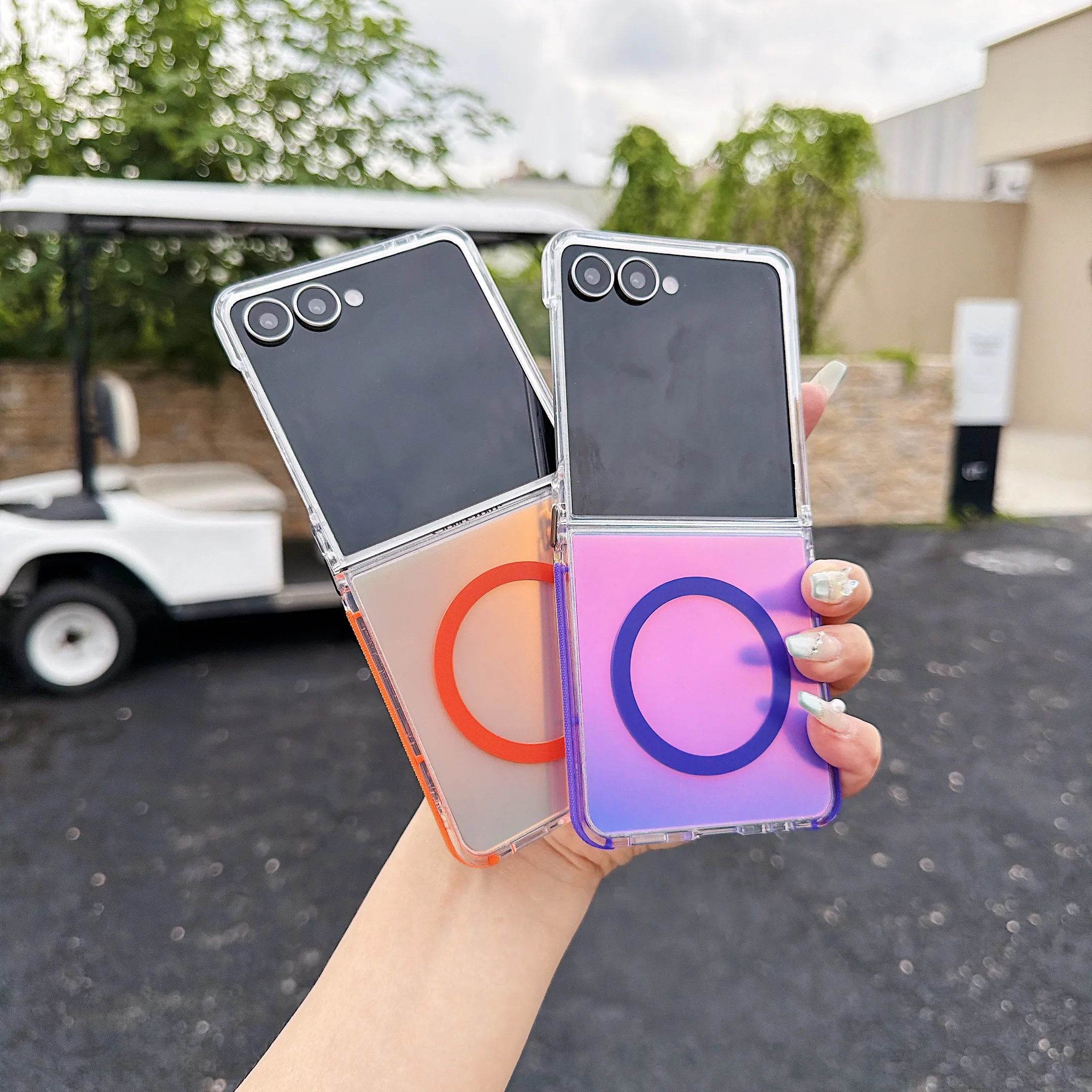 Trendy Color Changing Magnetic Phone Case for Samsung Galaxy Z Flip 8/7/6/5/4 TPU Anti Shock Cover Shockproof Cute Design