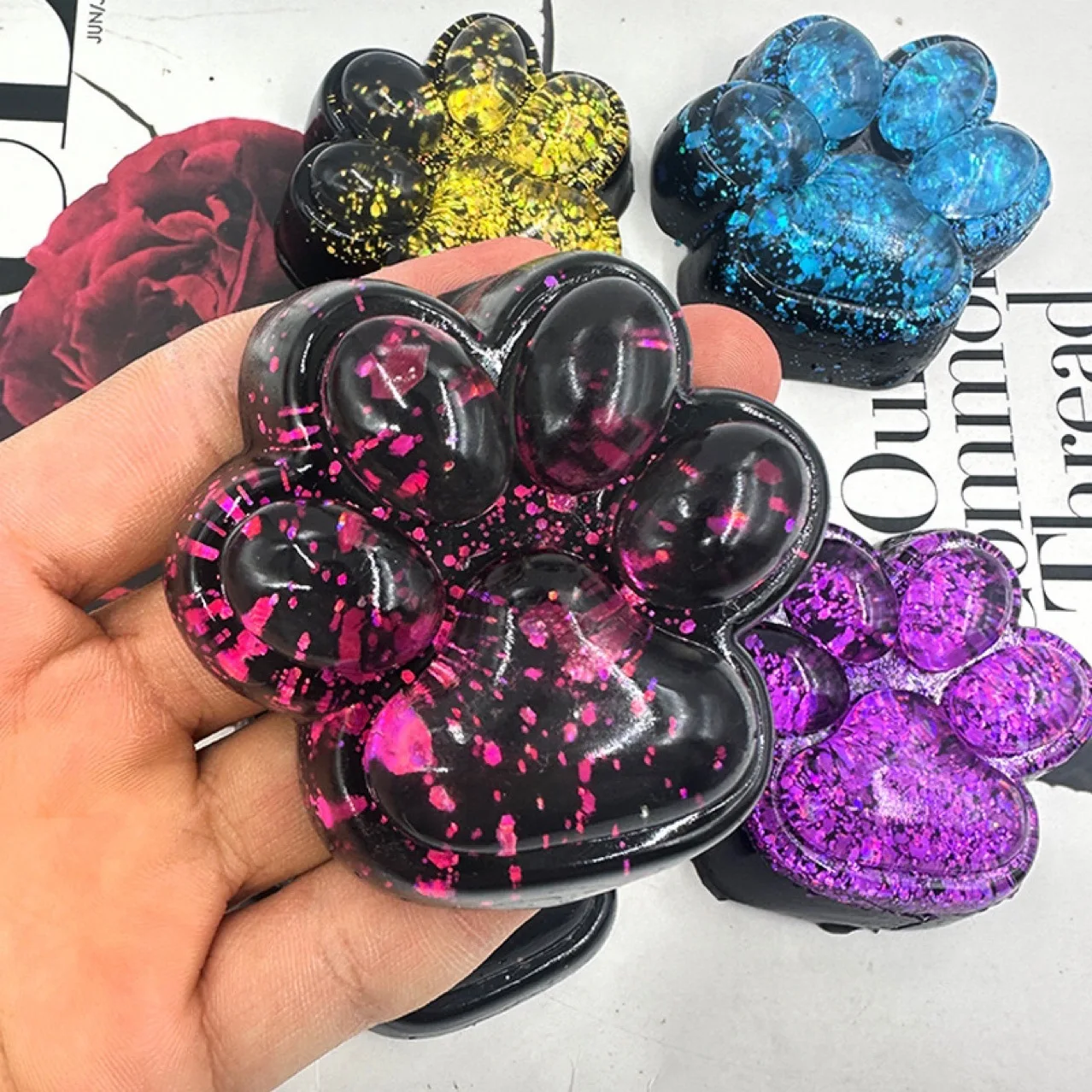 New Dazzling Colorful Soft Cat Foot Antistress Paws Girls Kids Toys Gifts Pinch Cat Paw Squeeze Decompression Adult Sensory Toy