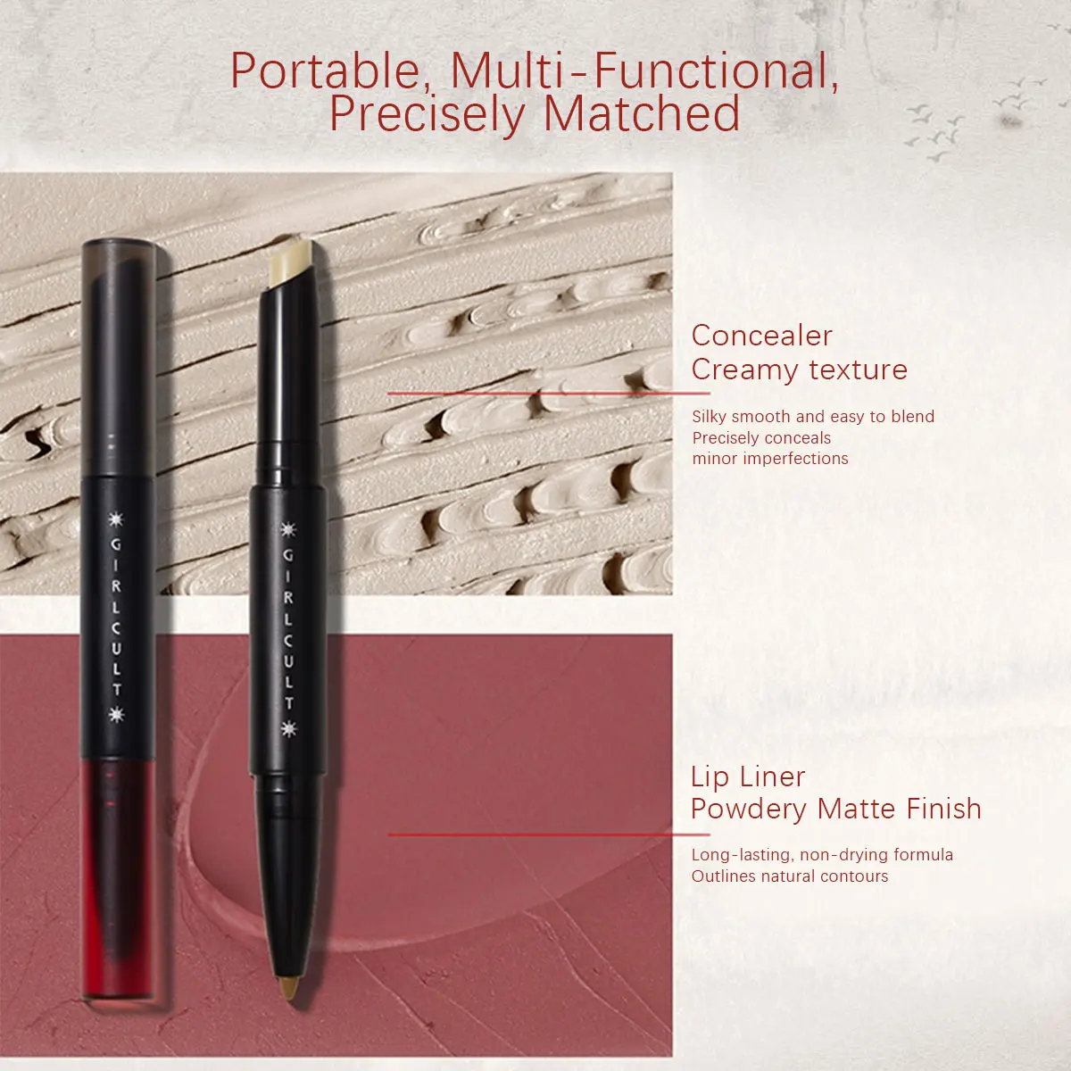 ガールカルト マルチファンクション ライナー デイライト ローズ、ペンシルクリームテクスチャー、ナチュラルカラーパイオフ、アイシャドウ/アイライナー/リップマルチユース、デイリーユース