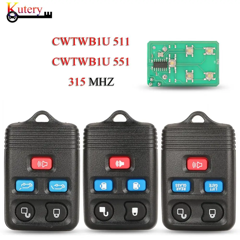 

jingyuqin Keyless Entry Remote Car Key For Ford Expedition Freestar Lincoln Windstar Mercury Monterey Navigator 5 Buttons 315MHZ