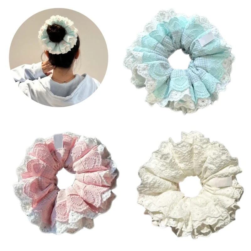 

Elegant Lace Trim Hair Scrunchies Elastic Hair Rope Soft Hair Rope Spring Elastic Hair Tie for Girl Braids Holder