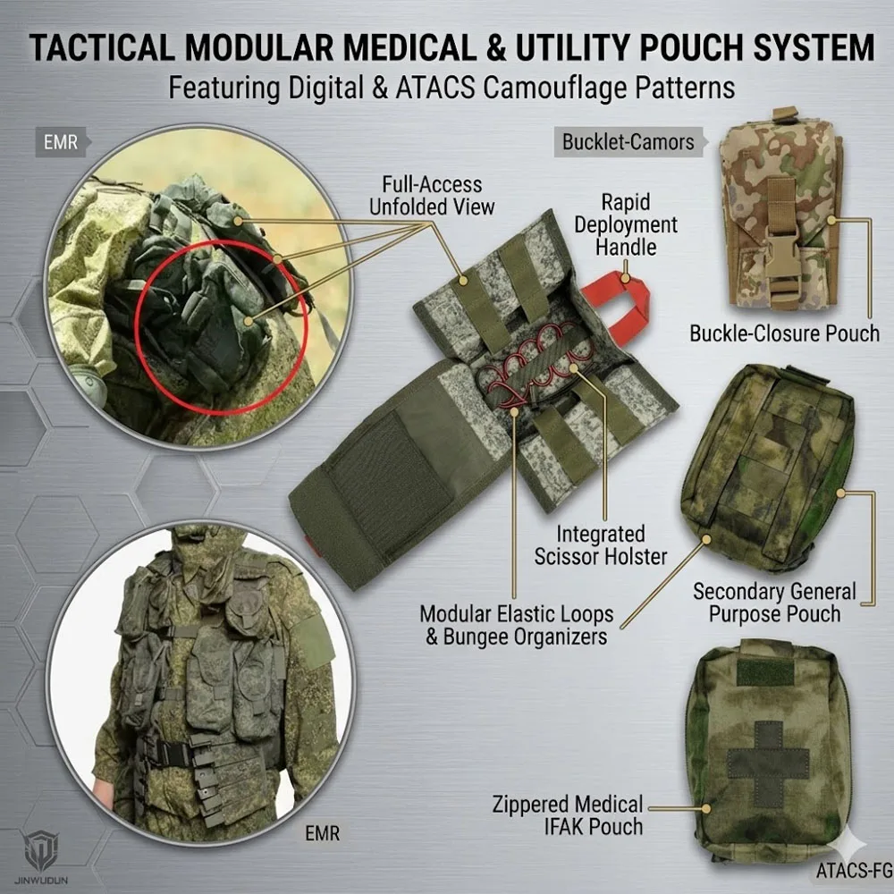 

Modular Tactical Medical IFAK General Purpose MOLLE Utility Pouch with UTX Buckle Rapid Deployment Handle For Pro Training Ops