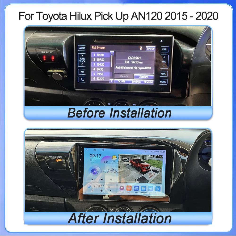 Android 16 Car Radio For Toyota Hilux Pick Up AN120 2015 - 2020 RHD  LHD DSP QLED BT 5G WIFI Head Unit Wireless Carplay Auto GPS