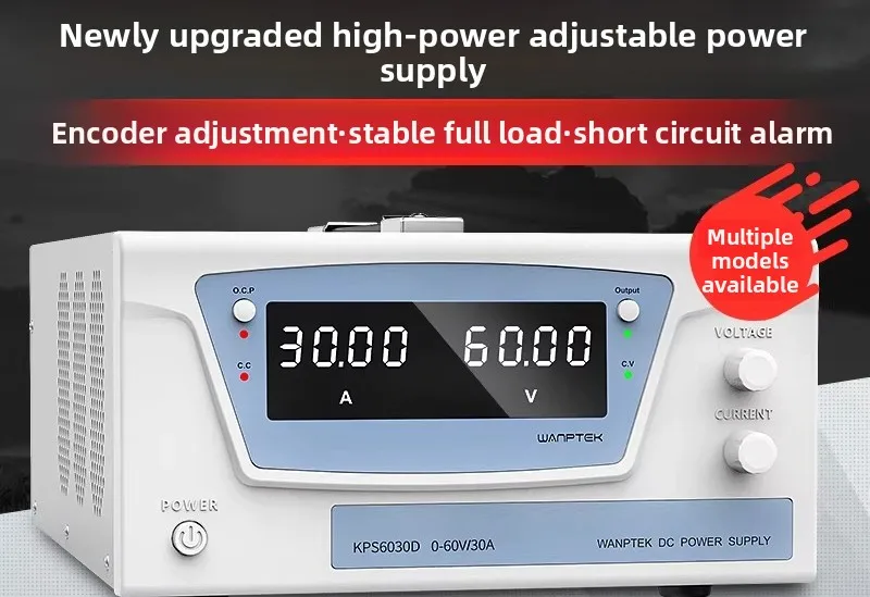 High Power Adjustable DC Regulated Power Supply 0-300V 100V 60V 20A 30A 50A Programmable for Electroplating & Aging Test