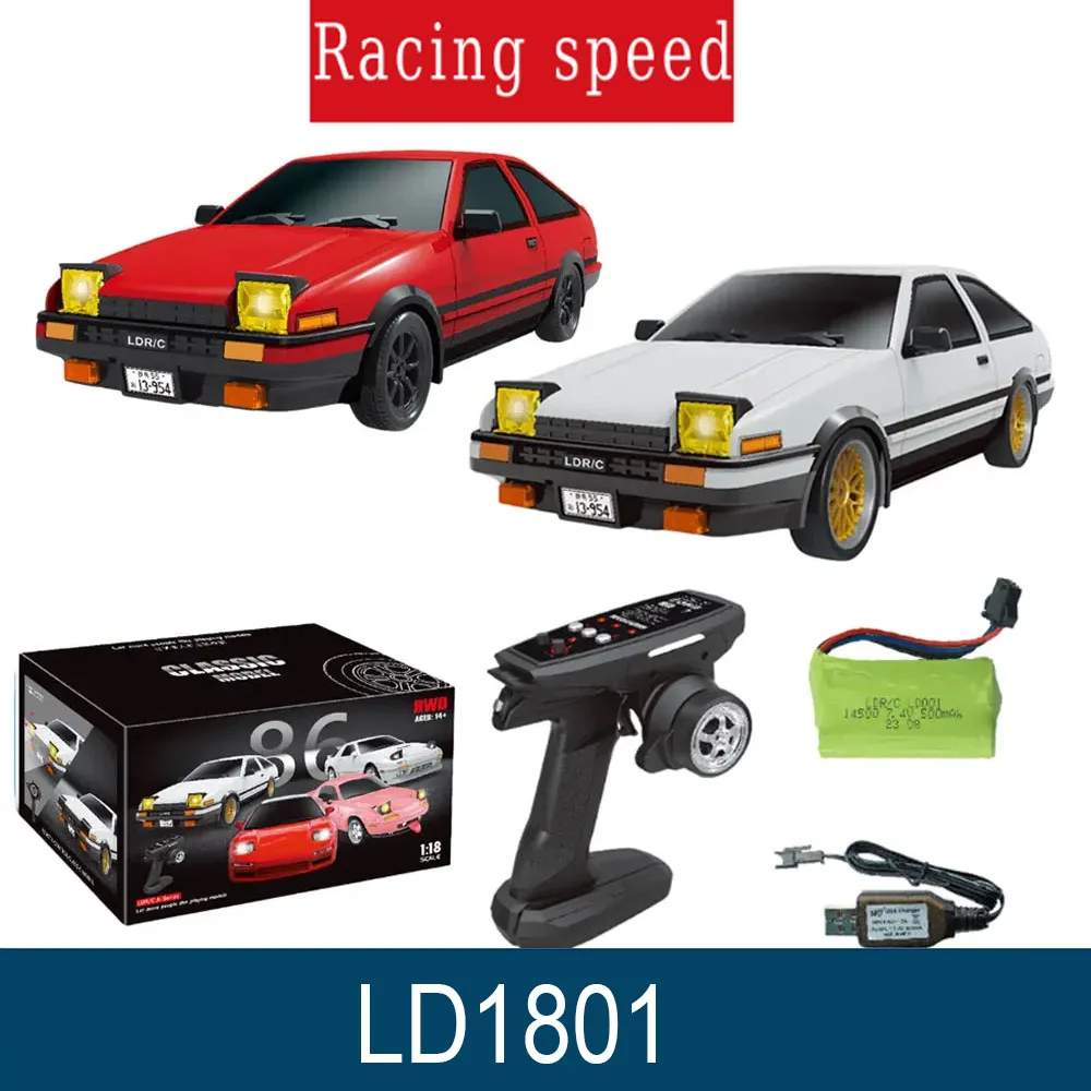 

LDRC LD1801 AE86 1:18 Дрифтинг-машина с дистанционным управлением и гироскопом, светодиодом, пультом дистанционного управления 2,4G и шинами, радиоуправляемая машина, детская игрушка в подарок