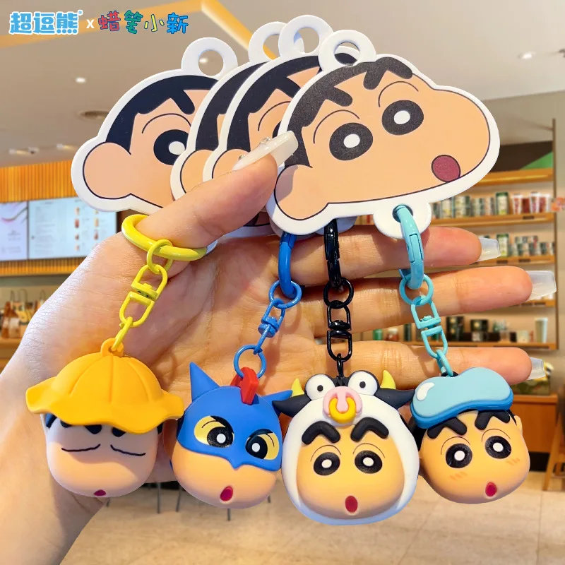 

Crayon Shin-chan Keychain Cartoon Student Shiro Superhero Doll Anime Merchandise Pendant Bestie Gift Set Bag Charm