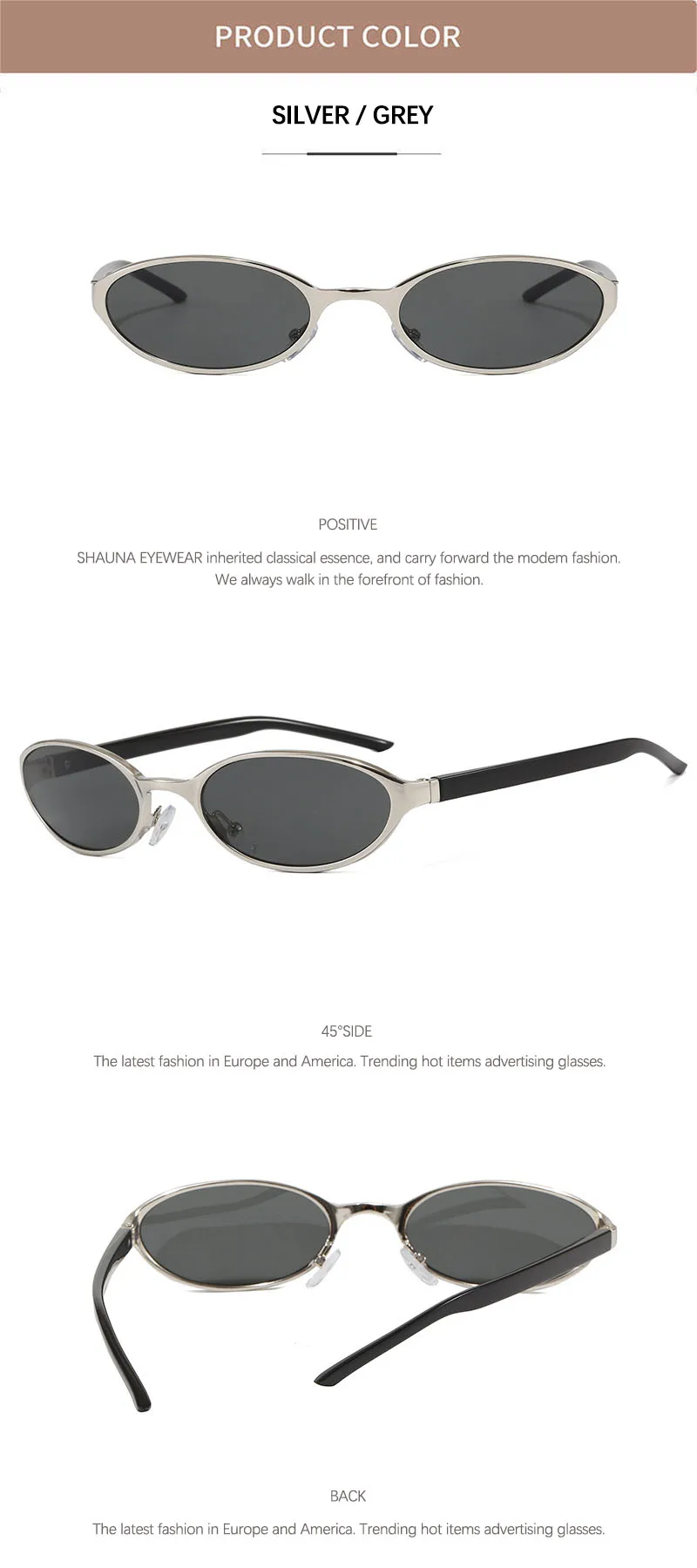 SHAUNA Neue kleine ovale Champagner-Sonnenbrille aus Metall, UV400 – Detail 6