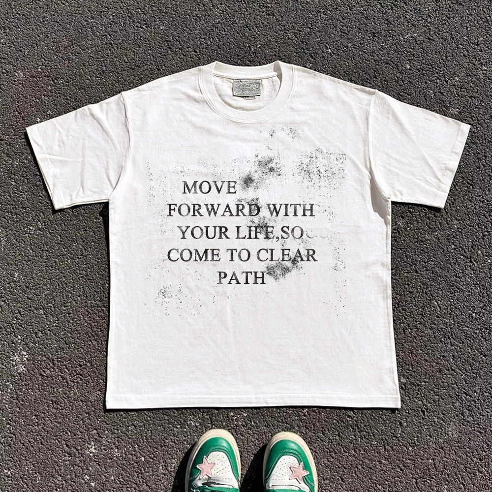 

Heavier 260G Summer Letter Design Short Sleeve T-Shirt Loose High-End Feelings Casual Comfortable Cotton Men's Fashion Top
