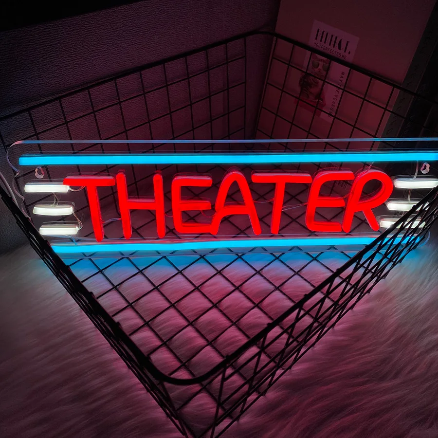 Theater Led Neon Signs, Movie Night Signs Used For Wall Decor, Home Theater Home Bar Man Cave Party Wall Lights, Easy To Hang.
