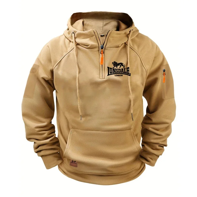 

Spring and Autumn new jogging fitness men's sweatshirt, outdoor fashionable windproof and warm large-sized men's hoodie S-3XL