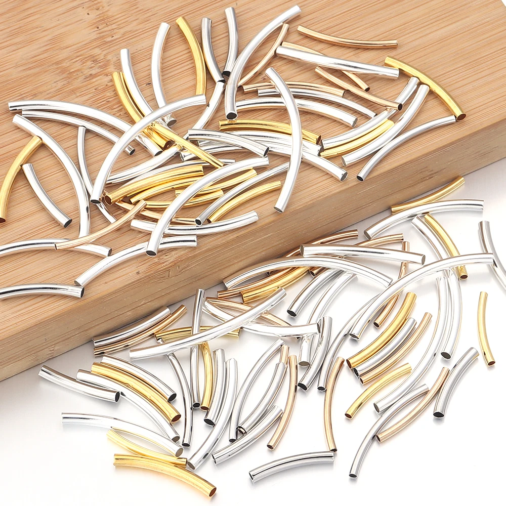 50 teile/los Kupfer Gebogene Rohr Spacer Perlen Anschlüsse Lose Perlen Für DIY Schmuck Machen Armband Halskette Zubehör
